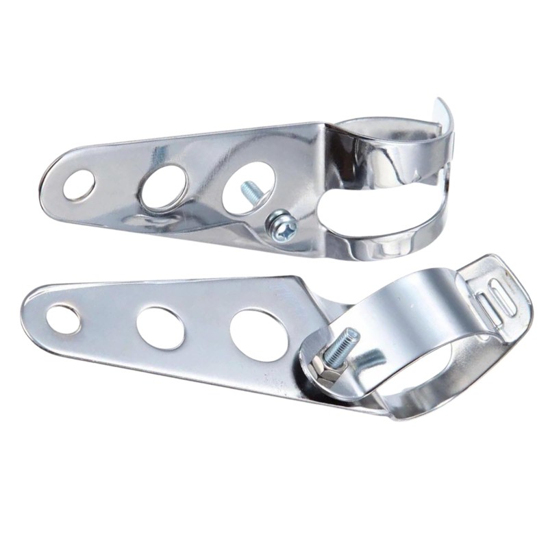 TDR Universal Chrome Fork Mount Headlight Brackets for Motorcycle Bike