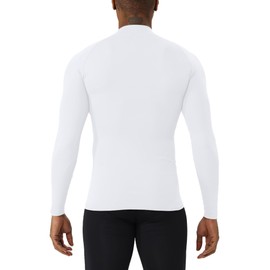 OVIYEGAIN White Mens Turtleneck Long Sleeve Shirts Athletic Workout Base Layer Hiking Undershirts Quick Dry Lightweight Tops