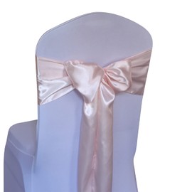 WELMATCH Blush Pink Satin Chair Sashes Ties - 12 Pieces Wedding Banquet Party Event Decoration Chair Bows (Blush Pink, 12)