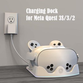 AodoT Charging Dock for Meta Quest 3S/3/2 - RGB Light Charging Station, VR Glasses Accessories with Stand for Headset & Controller