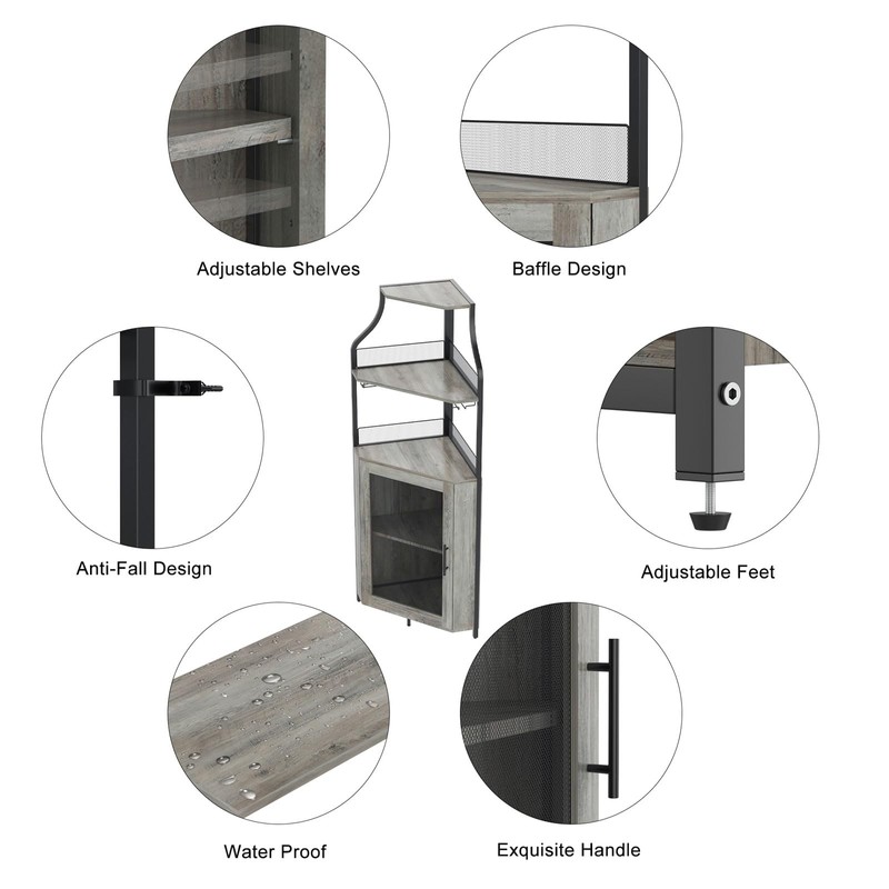 IDEALHOUSE Corner Wine Bar Cabinet with Large Storage Space and