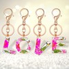 Initial Letter Butterfly Flower Pink Keychain Birthday gifts for Women