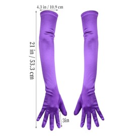 Long Elbow Satin Gloves, Stretchy Long 21inch 1920s Opera Gloves Evening Dancing Party Glove for Women (Purple),purple gloves