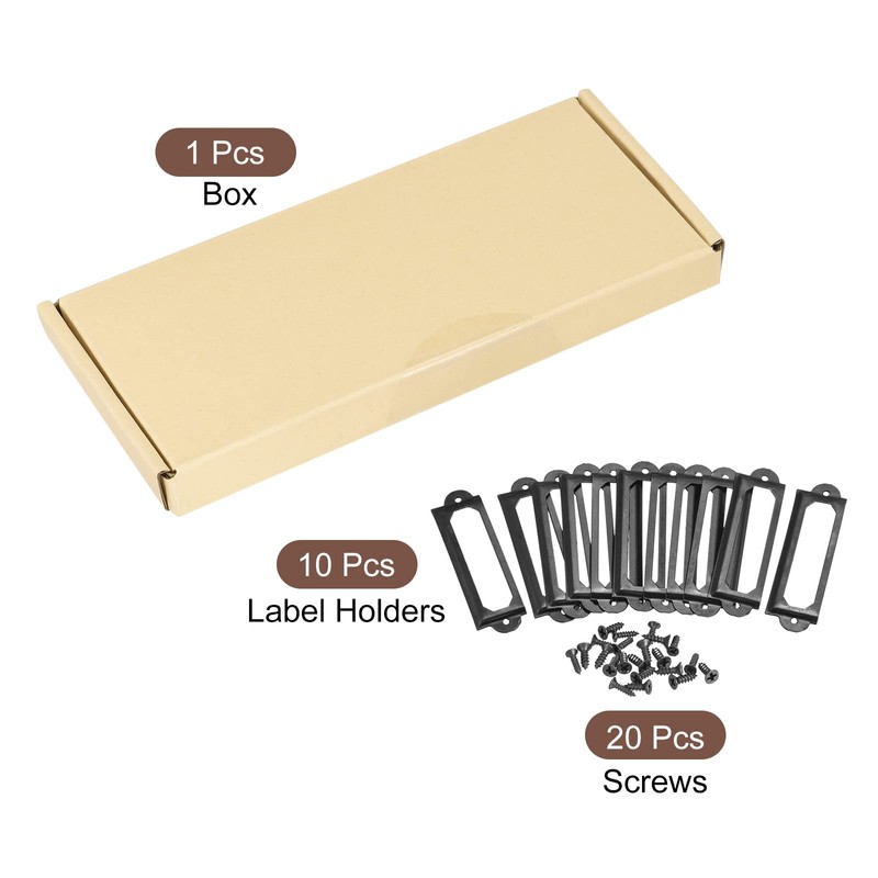 sourcing map Pack of 10 Metal Label Holder File Name