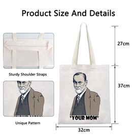 POFULL Psychology Gift Psychologist Gift Psychiatry Lovers Gift Founder of Psychoanalysis Gift Your Mom Jokes Tote Bag (YOUR MOM CA)