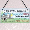 RED OCEAN Caravan Rules Novelty Hanging Plaque Campervan Outdoor Garden