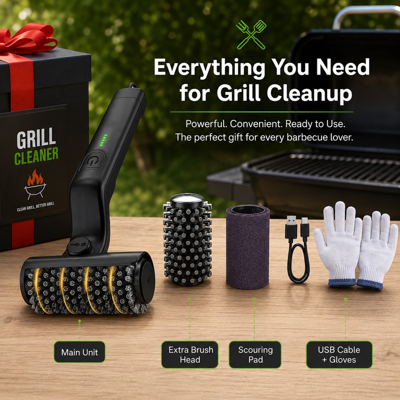 Electric BBQ Grill Brush for Easy Cleaning – Cordless 3-Speed