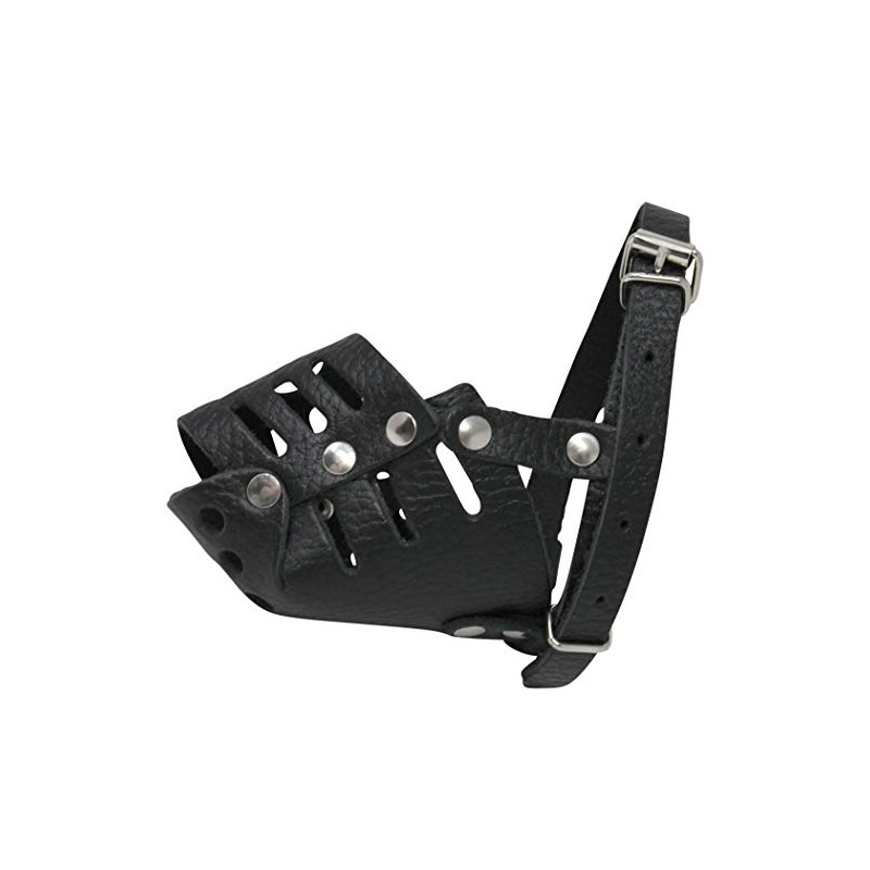 Real Leather Dog Cage Basket Muzzle Black Small Breeds (Circumf.5.5";