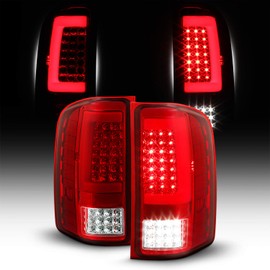 AKKON - Fits 2007-13 14 Silverado 1500 2500HD 3500 HD Sierra 3500HD LED [C-Tube Bar] Sequential Signal Red Tail Brake Lights Pair