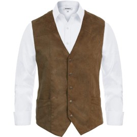 Gioberti Men's 5 Button Faux Suede Vest, Coffee, 2X-Large