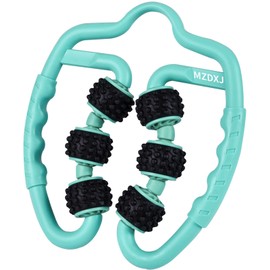 Upgraded Six-Wheel Muscle Roller - Arm & Leg Massager, Forearm & Calf Roller, Tennis Elbow Brace for Men, Carpal Tunnel & Tendonitis Relief, Perfect for Wrist, Hand, Foot, & Thigh(Cyan blue-6Wheel)