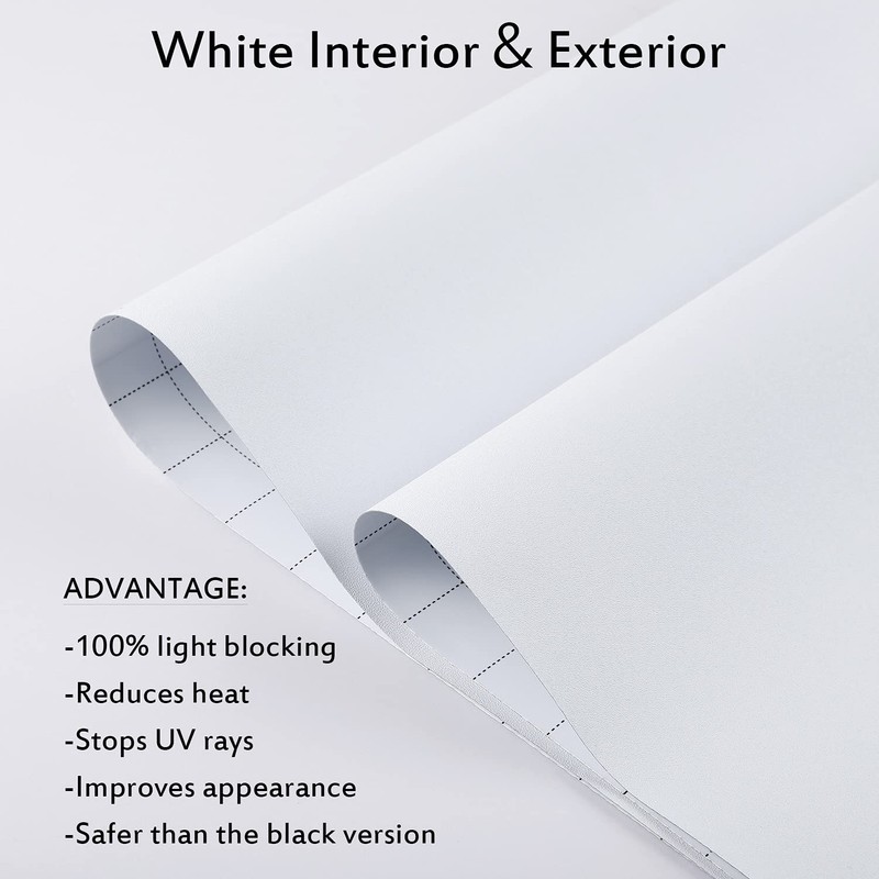 Blackout Window Films, White Sides 100% Light Blocking Window Cover