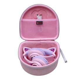 XANAD Kids Headphone Case for iClever BTH13 HS20 BTH21 Bluetooth Kids Headphones with Cat Ears Wireless Foldable Headphones (Pink)