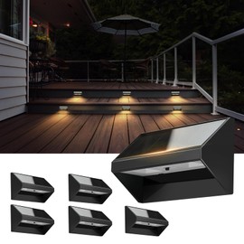 Vtuik Solar Stair Lights 6 Pack, Solar Step Lights for Outside Waterproof, Solar Powered Deck Lights, Outdoor Solar Lights Decor for Stair, Step, Deck, Yard, Front Porch and Patio (Warm White)