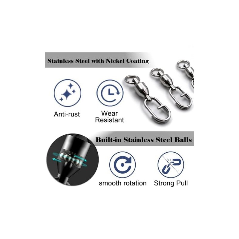 9KM DWLIFE Ball Bearing Swivel with Oval Split Rings -
