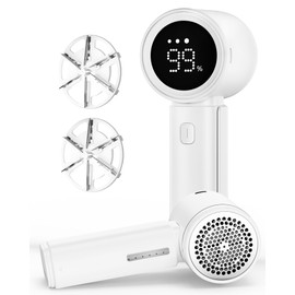 ASNUG Fabric Shaver, Electric Lint Remover, Sweater Shavers to Remove Pilling with 3 Speeds, 6 Leaf Blade, LED Display & Type-C Rechargeable, Removes Fuzz, Pills for Clothes, Couch, Furniture
