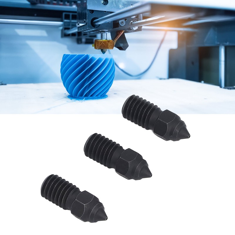 3 Pcs 3D Printer Nozzle M6 Hardened Steel Heat Resistant