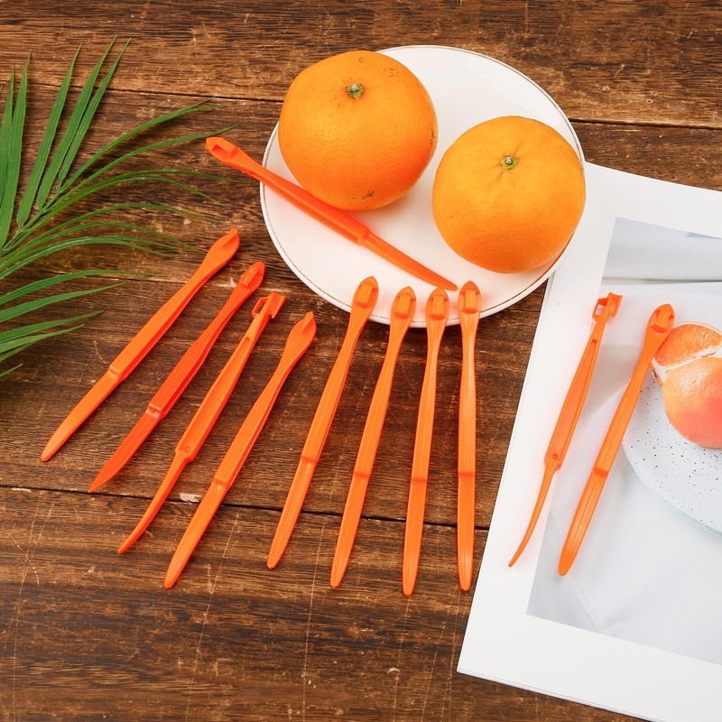 MJIYSGS 10pcs Orange Peeler Tool, Long Handle Serrated Citrus Peel
