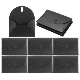 sourcing map Mini Envelopes, 25 Pack Greeting Card Envelopes with Heart Clasp Tiny Items Storage Cute Present Card Holder for Wedding Greeting Party Letter Mailing, Black 4" x 2.8"