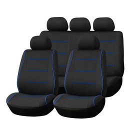 Sandfren Car Front Seat Covers Only, Waterproof Anti Slip Vehicles Low Back Piping Seat Protectors, Breathable Auto Interior Chair Protection Accessories, Universal for SUV, Truck, RV (Blue)