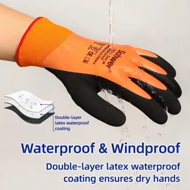 Schwer 2 Pairs FreezeGuard Waterproof Work Gloves PM3302, ANSI A2 Cut Resistant Freezer Gloves for Outdoor Cold Weather Keep Hands Warm Waterproof Gloves for Shoveling Snow Ice Fishing Touchscreen, XL