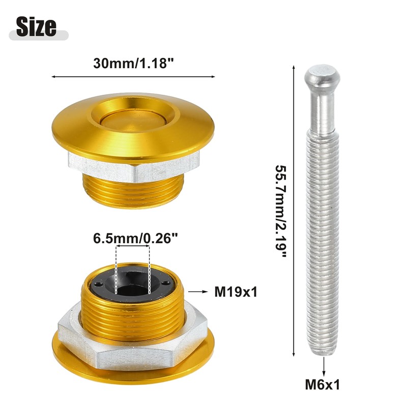 X AUTOHAUX Gold Tone Bumper Lock Latch Hood Pin Lock