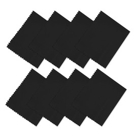 Pack of 8 glasses cleaning cloths, microfibre cloths for glasses, screens, tablets, glasses (14.5 x 17 cm), black