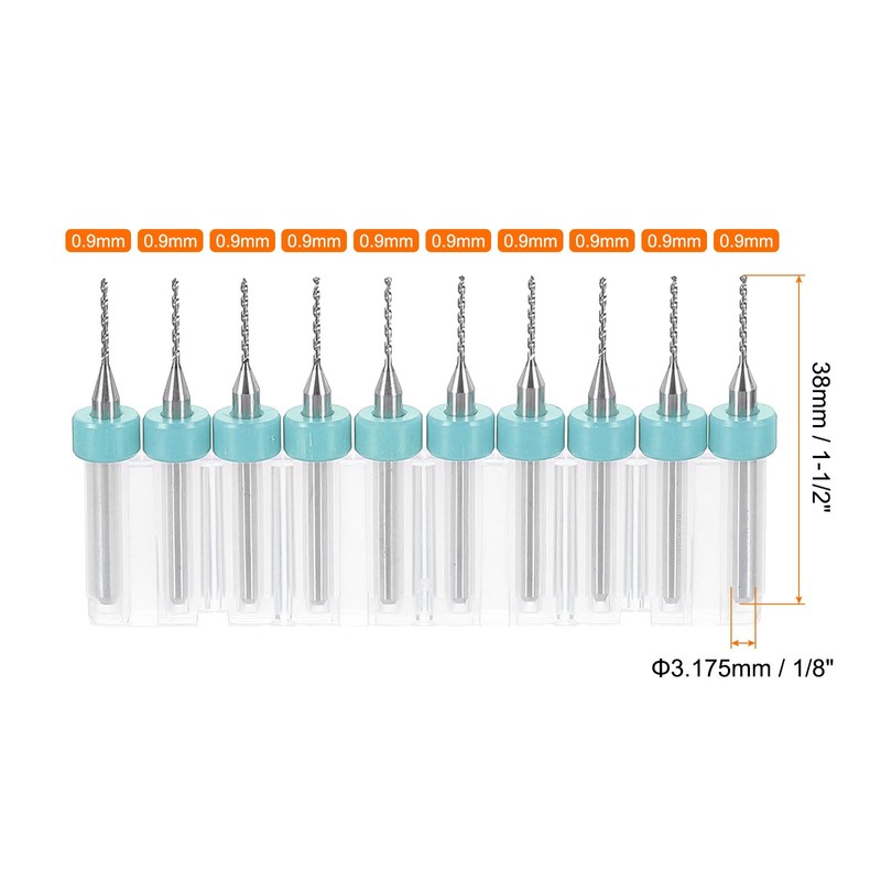 HARFINGTON 10pcs PCB Drill Bit Set 1/8" Shank 0.9mm Tungsten