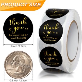 Thank You Round Stickers for Supporting My Small Business Adhesive Labels, 3-Color, 1inch (2000Pcs, 4 Rolls, Each roll 500Pcs)