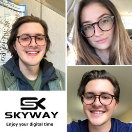 SKYWAY Blue Light Filter Glasses for Men and Women, Super Light Round Blue Light Filter, Gaming Glasses, Computer Glasses, Anti-Fatigue Spring Hinge Glasses Without Prescription, Tortoiseshell