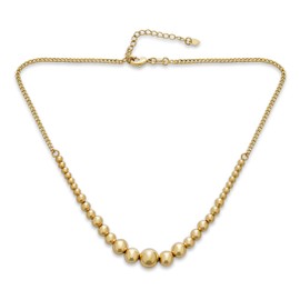 Bling Jewelry Classic Elegant Simple Round Ball Strand Choker Necklace for Women Yellow Gold Plated Adjustable Graduated 3-10MM