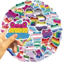 50PCS Frog Stickers,Cartoon Frog Stickers,Teens Boys and Girls Sticker Pack Vinyl Skateboard Guitar Door Laptop Luggage Car Bike Water Bottle Birthday Party Supplies Stickers