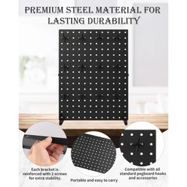 Alffun 4 Pack Metal Pegboard Display Stand with 48 Peg Hooks, Desk Pegboard Panels Rack for Home, Office, Boutique, Retail Stores, Vendors & Events(17×13 Inch, Black)