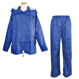 Koyanagi M-100 Working Rain Suit, Water Resistance: 65.6 ft (20000 mm), Fully Mesh Lined, Double-layered Sleeves, Reflective Line, bule