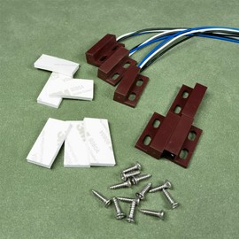 Gebildet 3 Sets Brown Magnetic Switch Wiring NO/NC Door Installation Sensor Hidden Window Contact Reed Switch for Access Control Alarm System Replace