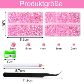 Canollo 6500 Pieces Pink Flat Back Rhinestones, Hotfix Rhinestones for Crafts, Round Jelly Rhinestones with Wax Pen and Tweezers Kit, Glitter Stones for Nails, Clothing, DIY Crafts