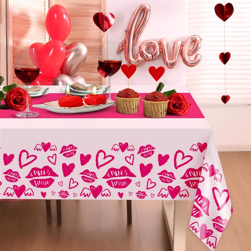 2 Pack Valentines Day Tablecloth,Valentines Day Decorations 54" x 108"