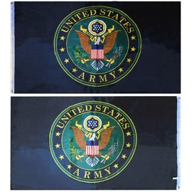 Trade Winds United States Army Green Logo Emblem Black Premium Quality Heavy Duty Fade Resistant 3x5 3'x5' Double Sided Polyester Flag Banner (RAM)