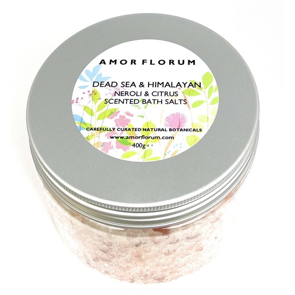 100% Natural Himalaya & Dead Sea Salt for the Bath - Neroli - 400g by Amor Florum Infused with Therapeutic Oils to moisturise your skin Perfect for sensitive skin.