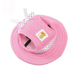 Leconpet Princess Pet Hat Dog Caps Hats with Neck Strap Adjustable Comfortable Ear Holes for Small Medium Dogs in Outdoor Sun Protection (Small, Pink)