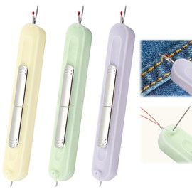 Loghohu 3 Pcs Upgraded 2 in 1 Automatic Needle Threaders Seam Ripper, Quilting Supplies Sewing Kit Needle Threaders for Hand Sewing Quick Threading & Seam Removal (3 Colors)