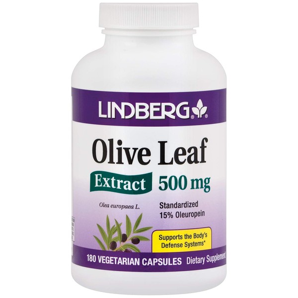 Lindberg Olive Leaf Extract Capsules 750mg | 180 Count | Standardized to 20% Oleuropein | Traditional Herb | Non-GMO, Gluten Free Supplement