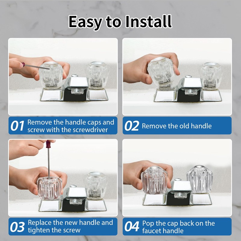 Bathroom Faucet Knobs Replacement, Bathtub Faucet Handles 1 Pair Hot