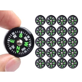 Paquete de 20 brújula de botón Mini bolsillo relleno de aceite de la brújula de 0.787 in de diámetro | Banda de reloj de supervivencia para niños, cue