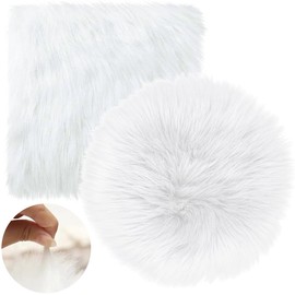 Dxmimer 2Pack 12 Inches Mini Faux Fur Rug,Soft Fluffy Plush Area Rug Chair Cover Seat Pad Nail Mat,Locker Rug,White Photo Props Background for Tabletop Photography, Jewelry, Nail Art, Home Decor