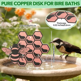 1 Pack Bird Bath Copper Disk for Physical Clean Water 99.9% Water Purification Copper Plate Triple-Point Support Design Fountain Cleaner for Lower Cleaning Frequency (Honeycomb)