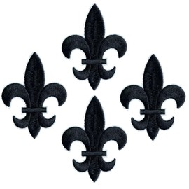 10pcs Black Patches Fleur De Lis Iron On Applique Patch Embroidery Sewn-on Transfer for Clothing Shirts, Shoes, Jeans, Bags, Sewing Decorating DIY Craft