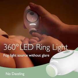 Momcozy - Lima de Uñas Para Bebé, Eléctrica, Recargable, Cortaúñas para Bebé, Con Luz Nocturna, 7 Almohadillas para Orejas de Repuesto para Cabeza de Molienda, Color Verde