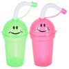 The Dreidel Company Happy Face Sipper Cups, Colorful Plastic Straw