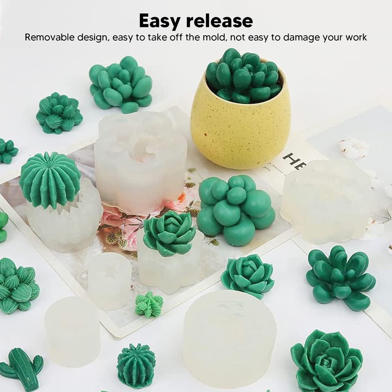 9Pcs Succulent Silicone Mold Soft Flexible Easy Release Easy to